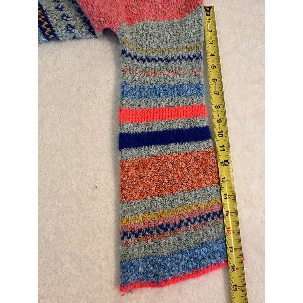 Sincerely Jules Multi Color Patchwork Knit‎ Cardigan Sweater Womens Small Boho